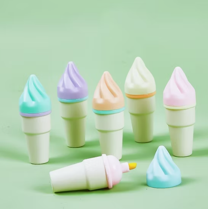 Cute Ice Cream Cone Highlighter – Set Of 6