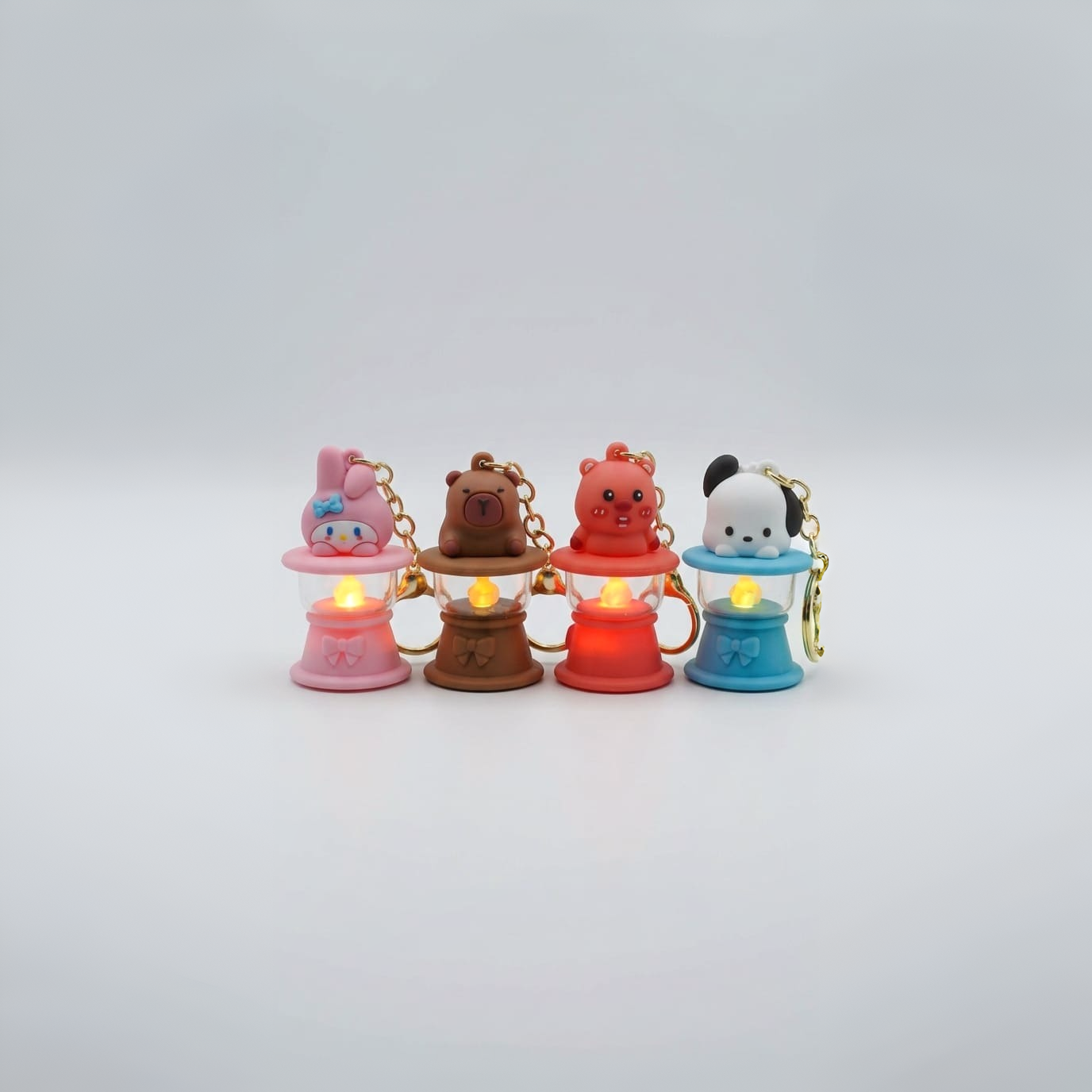 Mini Glow Lantern Keychain — Cute Character Bag Charm with LED Light