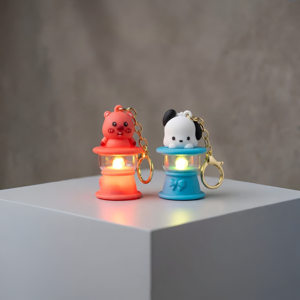 Mini Glow Lantern Keychain — Cute Character Bag Charm with LED Light