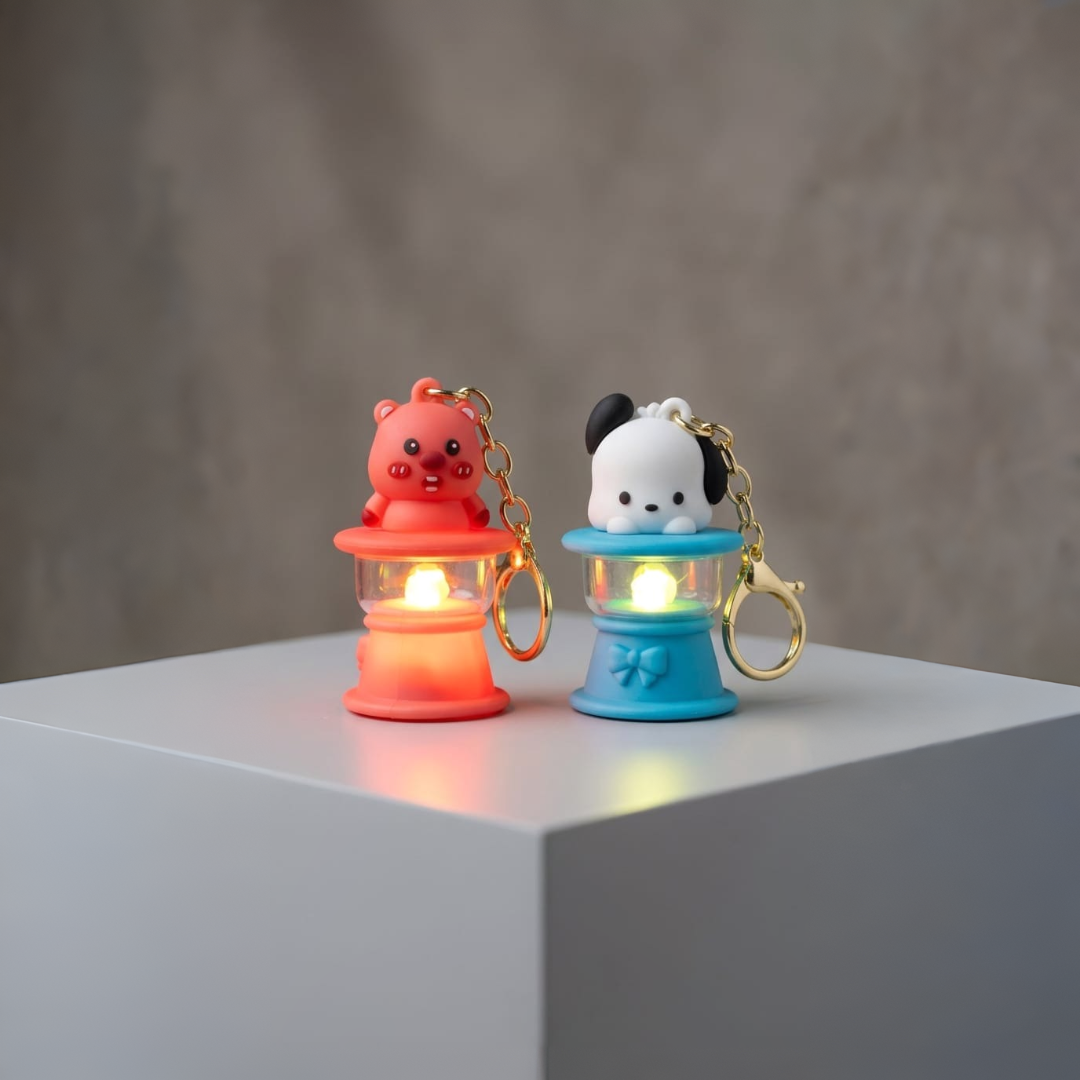 Mini Glow Lantern Keychain — Cute Character Bag Charm with LED Light