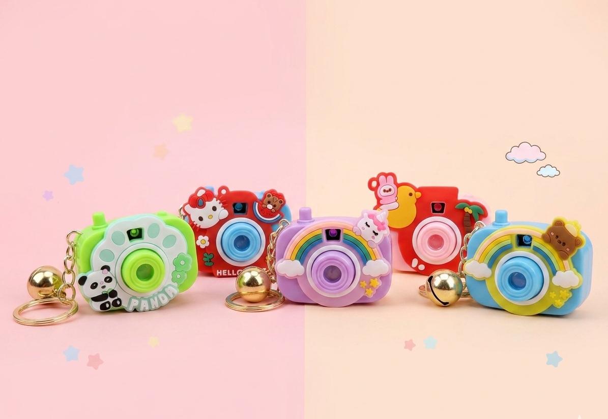 3-in-1 Camera Keychain with Image Projector — Kawaii Character Bag Charm